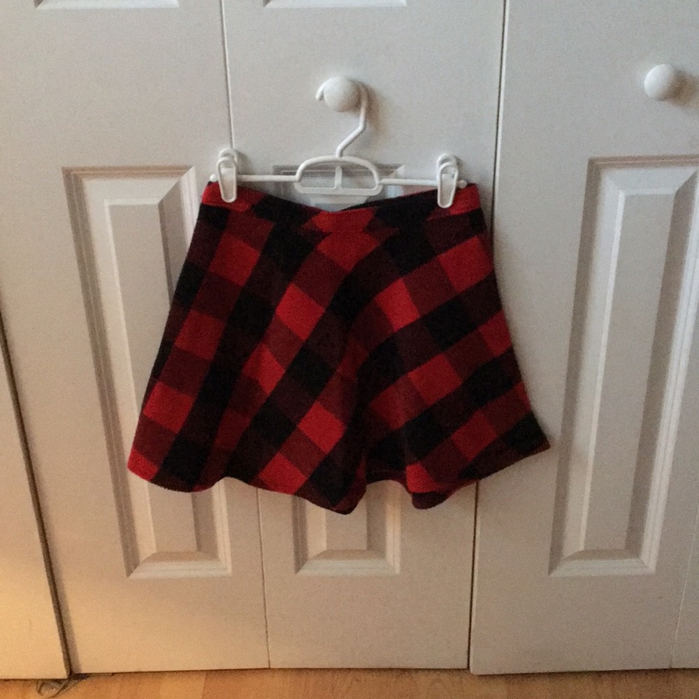 Black and red buffalo check skirt